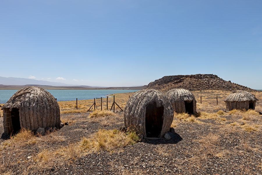  Sacred huts from the El Molo tribe on one of the Turkana lake islands